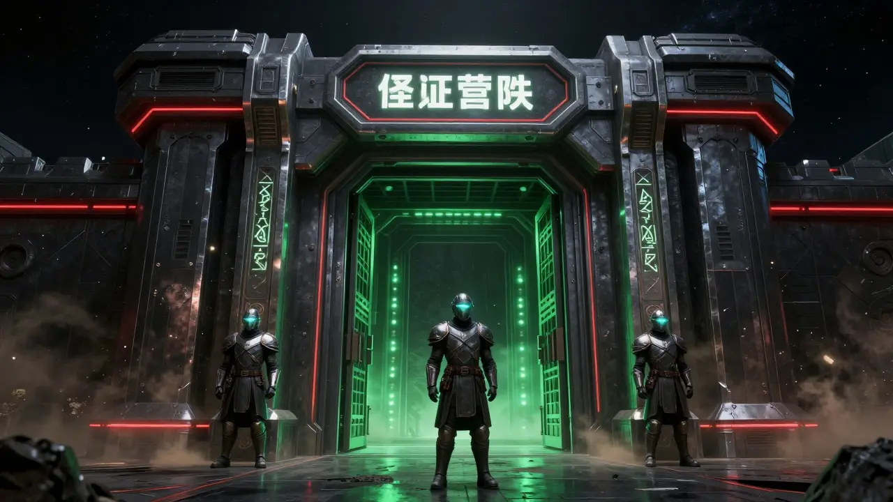 Armored digital guardians securing a massive vault entrance
