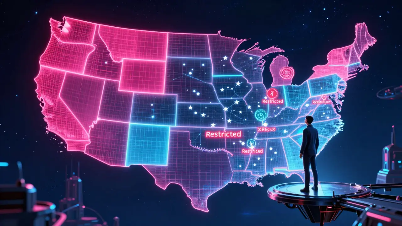 A futuristic star-map with neon laser grids and red restricted zones in a space opera setting.