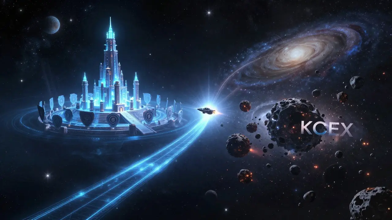 Spaceship choosing between safe citadel and risky asteroid field