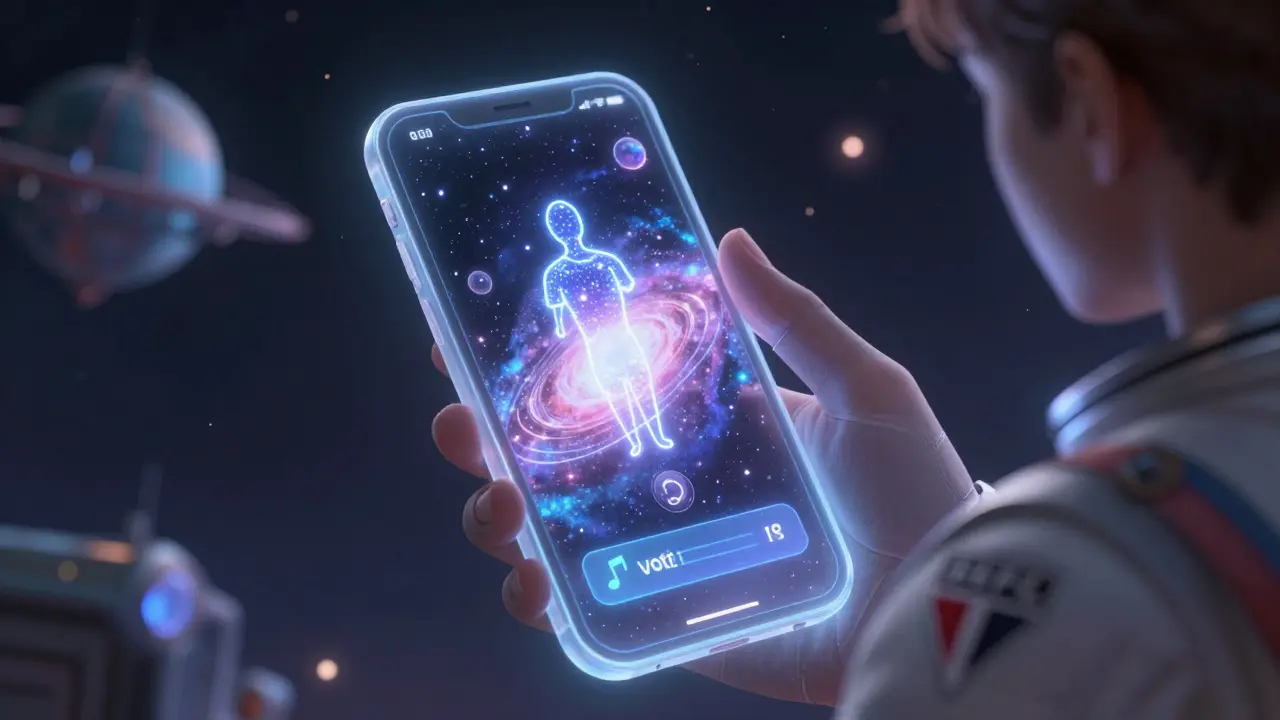 Fan voting on kit designs via a magical, starry phone interface in space.
