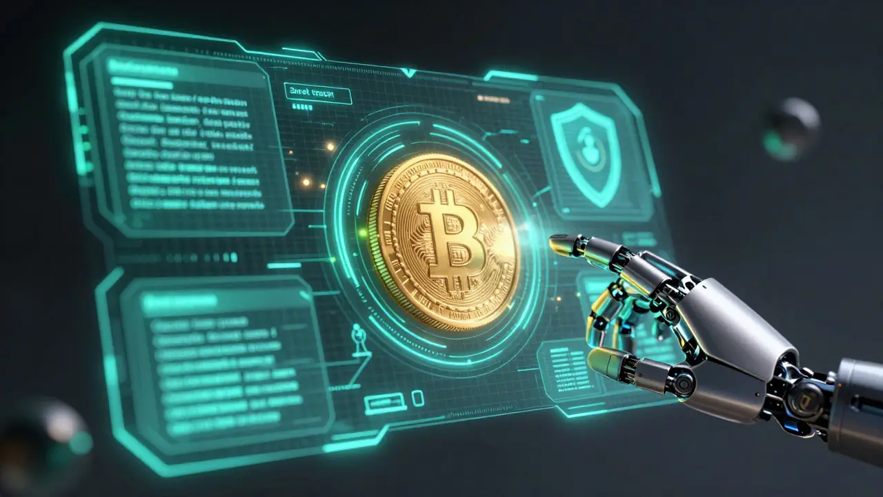 Holographic crypto interface with blockchain data and security shields