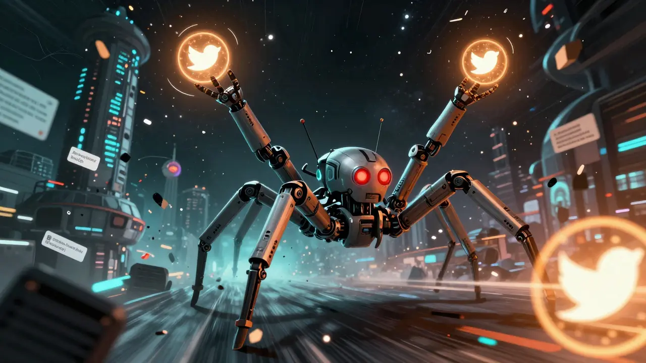 Robot scraper catching signal orbs
