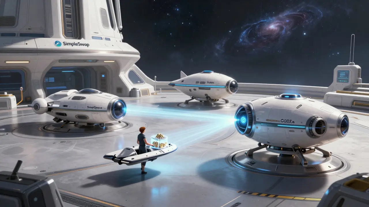 Secure space station facilitating safe cryptocurrency token swaps