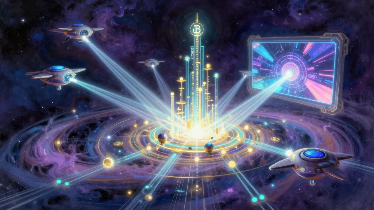 Vibrant galaxy structure symbolizing the Theta Network ecosystem