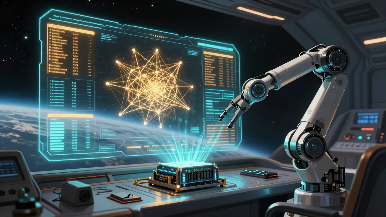 Holographic control room managing crypto mining data