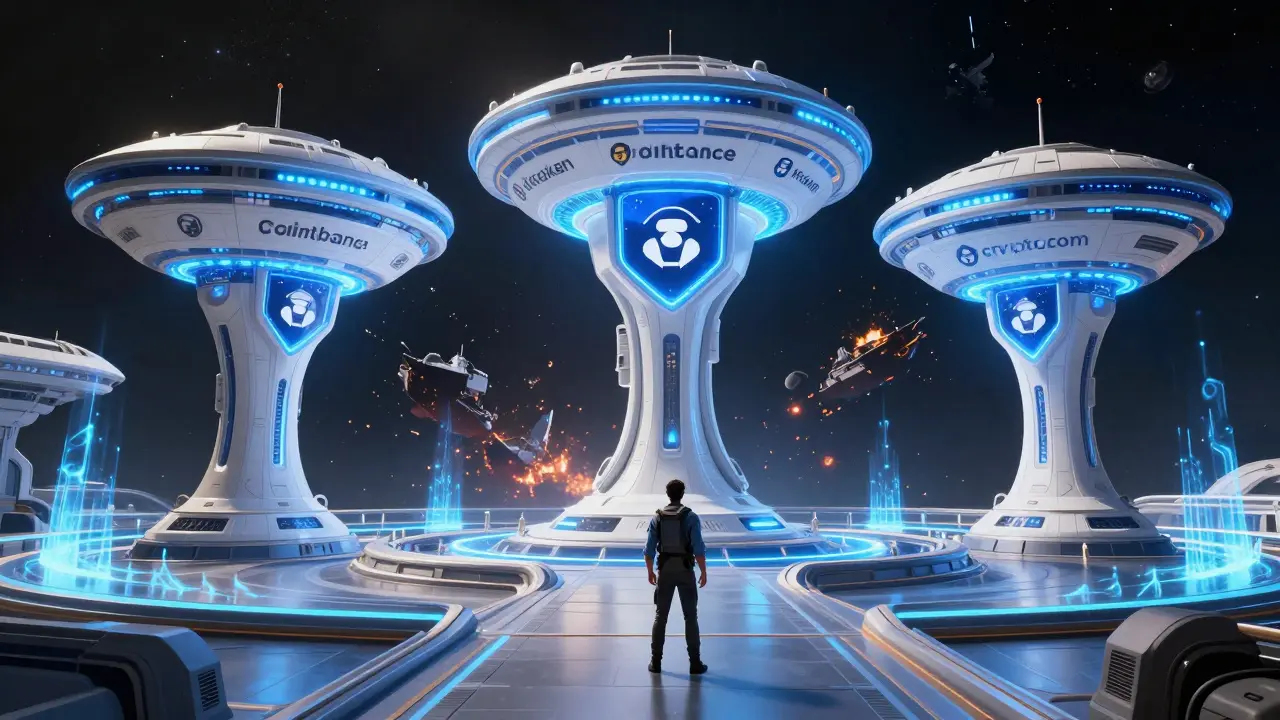 Secure space stations with shields protecting against distant chaos