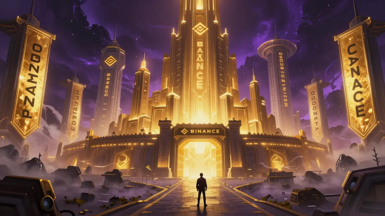 Trader choosing between a secure, shielded crypto fortress and a dangerous, foggy unregulated path.