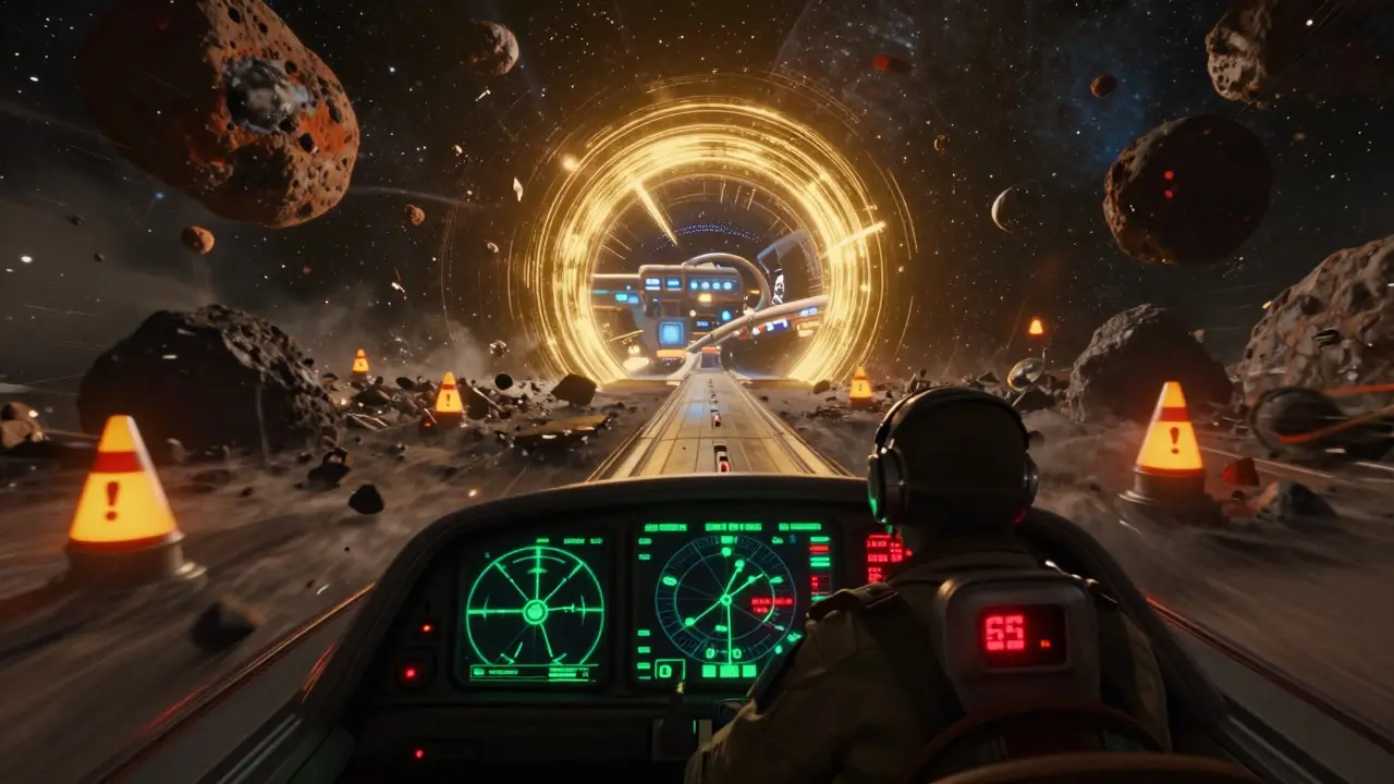 Sci-fi spaceship navigating regulatory obstacles toward a prosperous market gateway