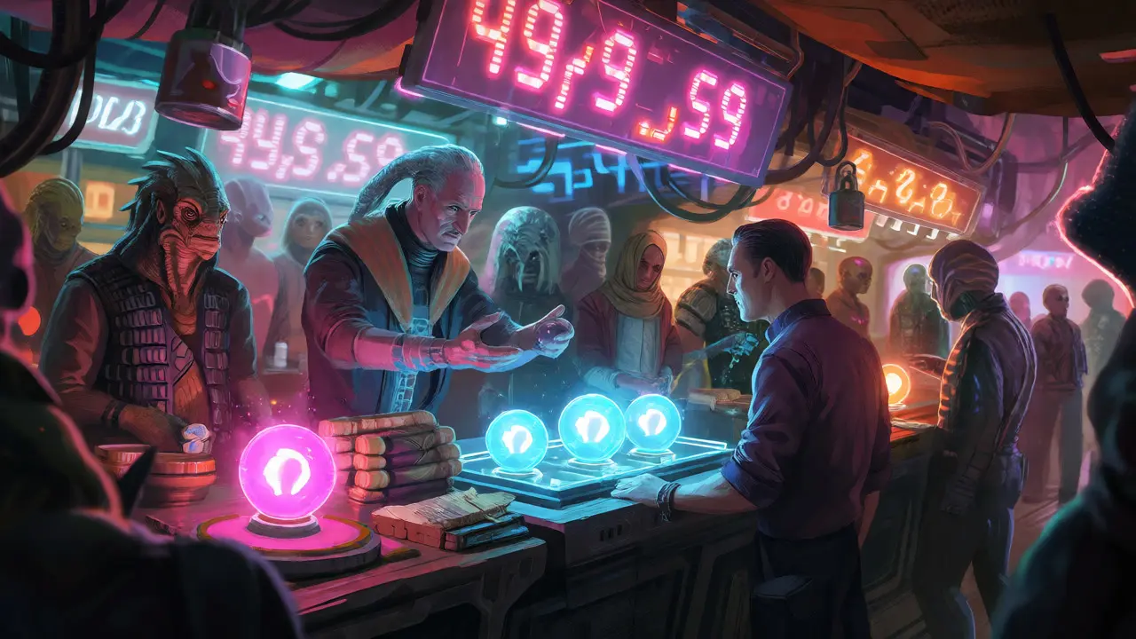 Alien space market with fluctuating token prices