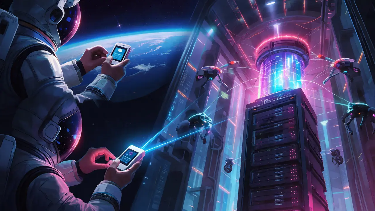 Astronaut using a wallet versus robots operating a large HSM data center.