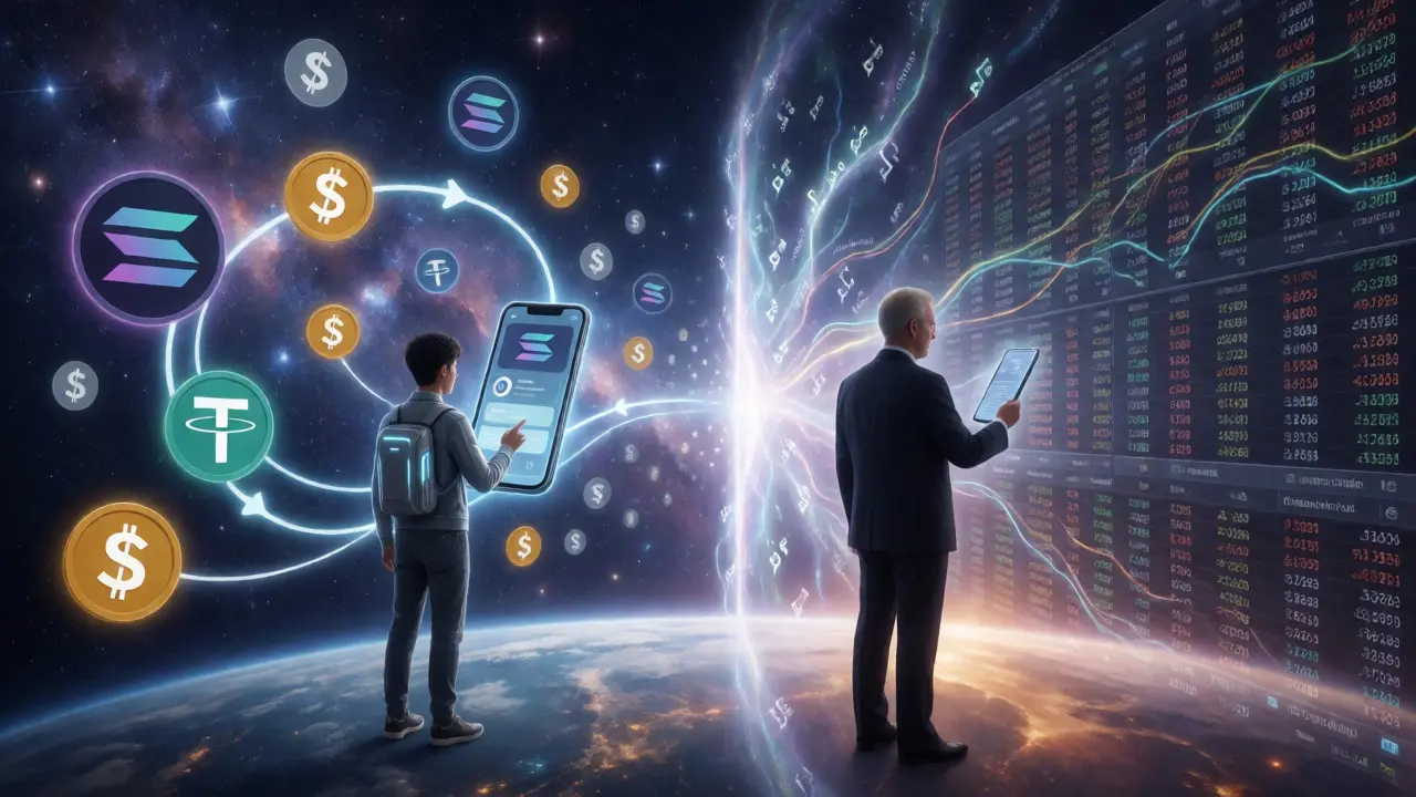 Novice and expert users interacting with crypto platforms via portals