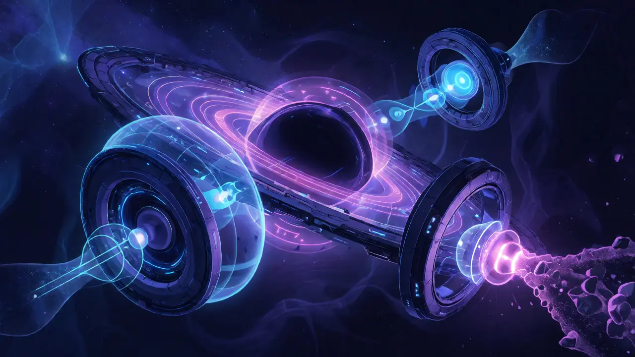 Orbital stations visualizing Beldex ecosystem apps including messenger and decentralized VPN.