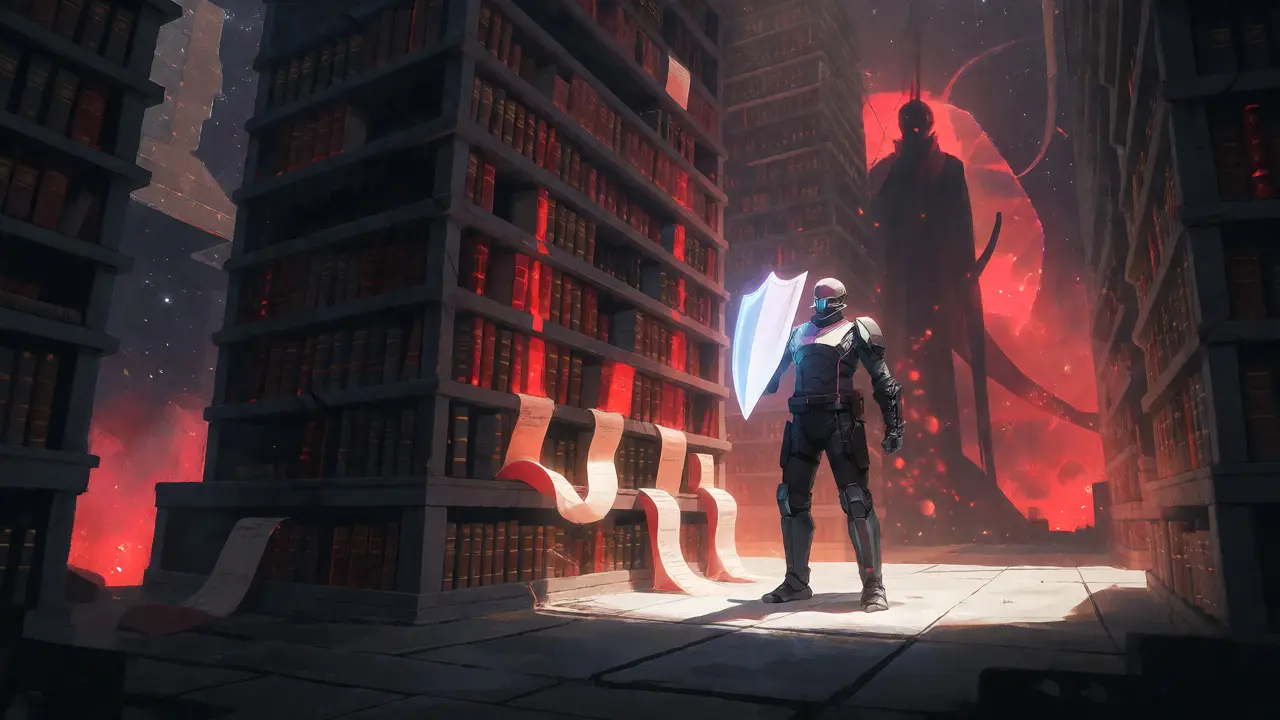 Floating space library contrasting chaos with order for legal trust