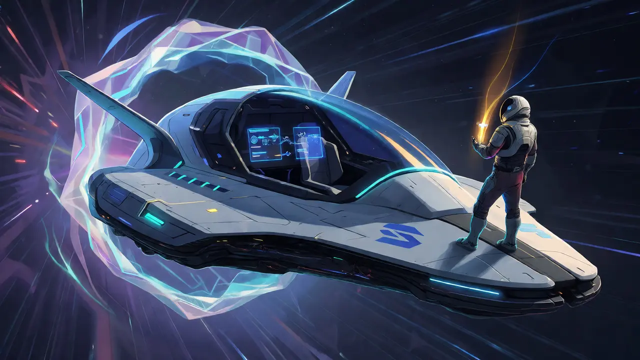 Futuristic spaceship at a portal representing Solana network migration