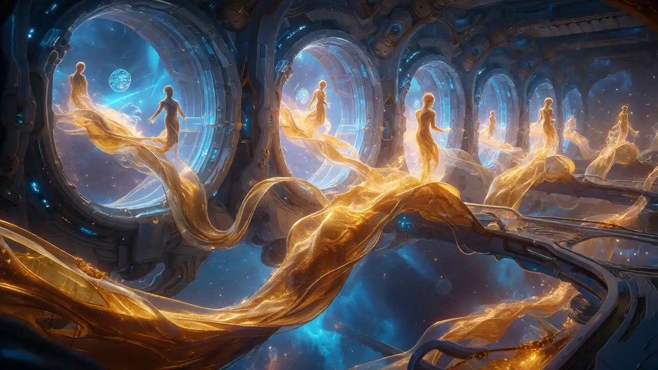 Liquid gold flowing through futuristic machinery representing liquid restaking tokens